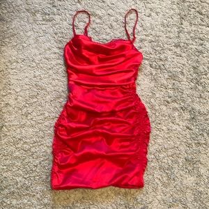 Oh Polly “All For You” Lace Trim Satin Mini Dress in Red, Size US 0 UK 4 EU 32.